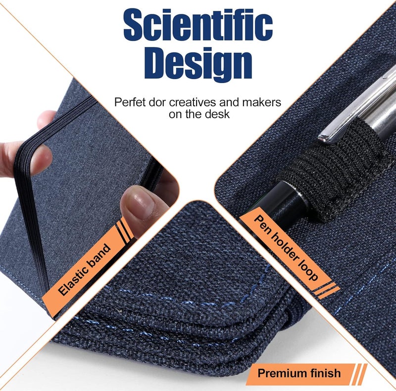 Plinyvel Notebook Cover for Field Notes 3.5"x5.5" - Waterproof Organizer with Pen Loop Holder and Card Slots, Travel Journal Accessories, Fits 3.5x5.5 Inch Pocket Notebooks (Blue) - Image 5